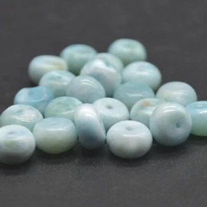 Larimar Smooth Rondelle / Spacer Beads (5 beads- 8mm x 4mm, for Jewellery Making - Picture 1 of 5