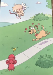 Happy Valentine’s Day, cute Cupid, Dog and Fire hydrant, RPG, Greeting Card - Picture 1 of 3