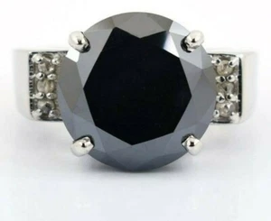 Anillo de diamantes negros de 8 quilates de ajuste pesado de calidad ¡Certificado AAA! Regalo Navidad - Imagen 1 de 5
