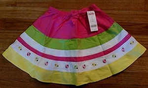 Gymboree PRETTY LADY Pink Yellow Striped Ladybug SKIRT Girls Sz 4 - Picture 1 of 2