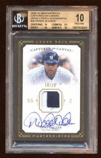 BGS 10 PRISTINE DEREK JETER 2008 UD AUTOGRAPH PATCH /25 CAPTURED ON CANVAS  HOF