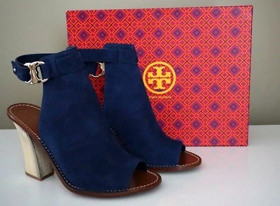 Botines sandalia Tory Burch Gemini Link 110 mm punta abierta azul marino gamuza talla 10,5 Foto 1 de 4