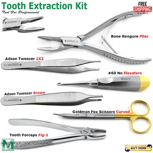 Basic Tooth Extraction Kit Coupland Dental Extracting Elevators Rongeur Plier CE - Picture 1 of 8