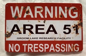 Warning Area 51 MAGNET Bräutigam See Alien UFO Nevada kein Eindringen Roswell Kühlschrank - Bild 1 von 1