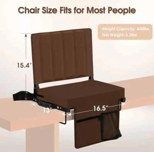 Halituny Black Stadium Seat for Bleachers with Back Support & Cup Holder - Picture 1 of 4
