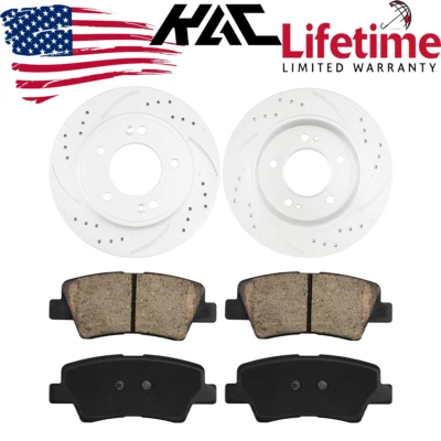 Rotores traseros perforados y ranurados pastillas de freno de cerámica para Hyundai Veloster Kia Soul  Foto 1 de 4