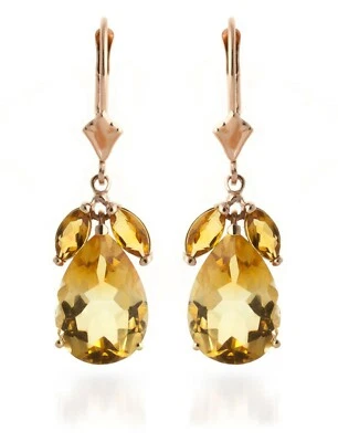 14K. GOLD LEVERBACK EARRING WITH NATURAL CITRINES - Image 1 of 4