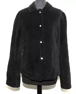Women's Burberry London black Quilted velvet cotton Jacket tartan Lining S - Picture 1 of 7