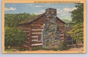Typical Home In The Great Smoky Mountains National Park, Vintage Linen Postcard - Picture 1 of 2