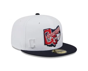 Cleveland Guardians New Era White State 59FIFTY Fitted Hat - Picture 1 of 5