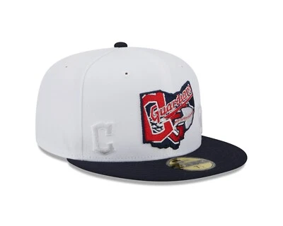 Cleveland Guardians New Era White State 59FIFTY Fitted Hat - Image 1 of 4