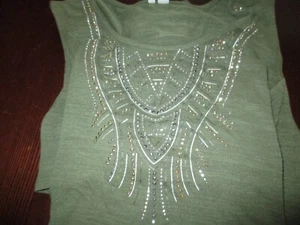 Womens olive green cold shoulder blouse EST. 1948 size XL - Picture 1 of 2