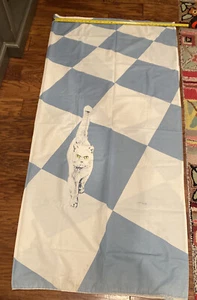 cat lovers shower curtain, blue & white - Picture 1 of 7