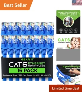3ft Cat 6 Ethernet Cable 16-Pack, Reliable 10Gbps RJ45, Snagless Design - Afbeelding 1 van 10