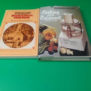 Vintage 1970's Cookbook Lot Bicentennial Cookbook and Cuisinart Cooking - Picture 1 of 3