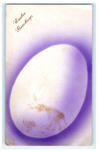 Postal Saludos de Pascua Huevo Grande Púrpura Resplandor Indiviso Espalda Años 1900 - Imagen 1 de 2