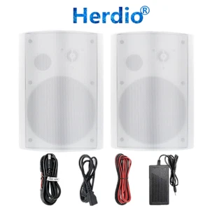 Herdio 12Ohm 6.5" Bluetooth Indoor/Outdoor 400W Wall Mount Speaker 1 Pair White - Picture 1 of 19