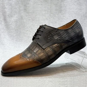 British Men's Cowhide Shoes Brogue Weddings Business Casual Formal Leather Shoes - Picture 1 of 14