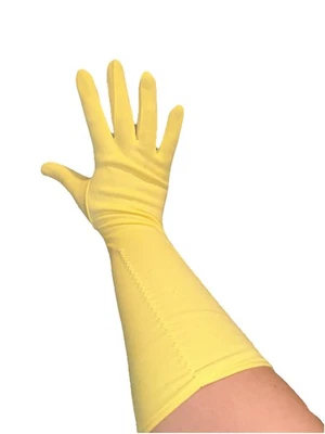 Guantes vintage amarillo mantequilla acanalados debajo del codo Foto 1 de 3
