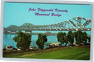 Louisville KY John Kennedy Memorial Bridge Ohio River Chrome Kentucky Postcard   - Picture 1 of 2
