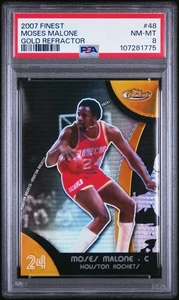 2007-08 Topps Finest Moses Malone #48 Gold Refractor /25 PSA 8 Rockets HOF - Bild 1 von 2