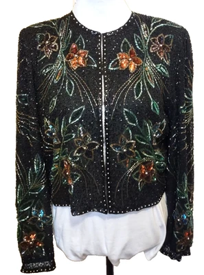 Chaqueta de mujer Scala de seda con cuentas XL corta de noche totalmente forrada ropa formal Foto 1 de 4