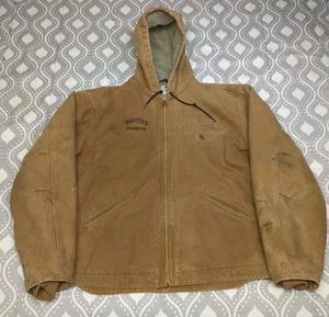 Carhartt Jacke Herren Gr. XL braun Baumwolle J141 BRN Sherpa gefüttert Kapuze Duck Canvas - Bild 1 von 11