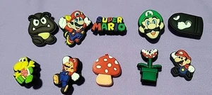 10 Piece Set Super Mario Rubber Shoe Charms For Crocs Goomba,Koppa, Luigi,Mario - Picture 1 of 7