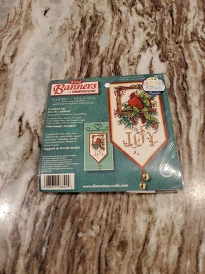Dimensions Mini Banners Christmas Cross Stitch Kit Cardinal Joy #8822  - Image 1 of 4