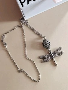 Genuine Pandora Rare HTF Two Tone Dragonfly Pendant Necklace - Picture 1 of 9