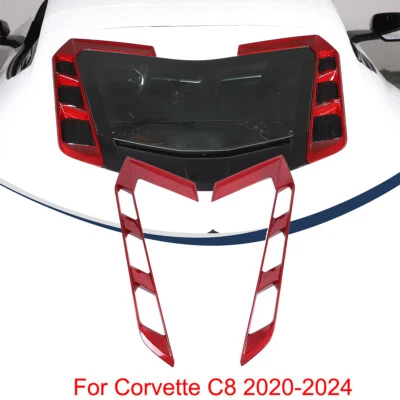 Tampa traseira de fibra de carbono vermelha real acabamento de ventilação para Corvette C8 Coupe 2020-2025 - Imagem 1 de 4