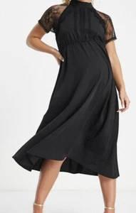 Liquorish Maternity A-Linie Midikleid aus Spitze schwarz Gr. 12 - Bild 1 von 4