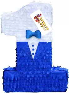 20 Zoll Tall Mr Onederful Nummer Eins Pinata erster Geburtstag blau Smoking & Fliege Zugang - Bild 1 von 3