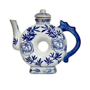 Blue Floral Donut Teapot Unique donut Ceramic Teapot Decorative Teapot - Picture 1 of 7