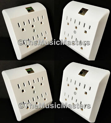4X AC Wall Plug 6 Outlet Tap Power Splitter 6-Way Electric Socket Adapter Cover - Image 1 of 4