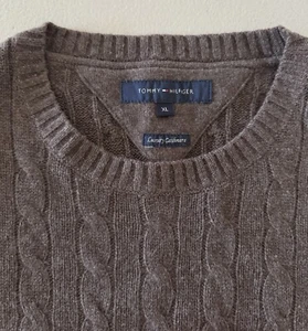 TOMMY HILFIGER LUXURY CASHMERE MENS CABLE KNIT SWEATER - XL RRP £300 - Picture 1 of 7