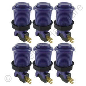 6 x Suzo Happ 28 mm runde klassische Arcade Tasten & Mikroschalter (lila) - MAME - Bild 1 von 2