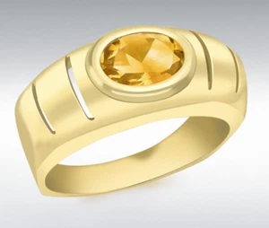 Anillo Ovalado De Citrino De Oro Amarillo De 9 Quilates - Imagen 1 de 1