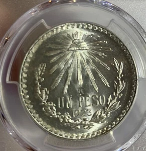 1923 MEXICO UN PESO SILVER COIN PCGS MS66+ - Picture 1 of 3