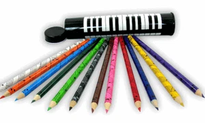 Coloured Pencils in Keyboard Pencil Tin - Music Gift - Music Themed Stationery - Zdjęcie 1 z 1