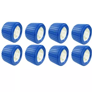8x Boat Trailer Wobble Rollers 3" Blue Ribbed 19mm Bore Soft Wobble Roller - Picture 1 of 5