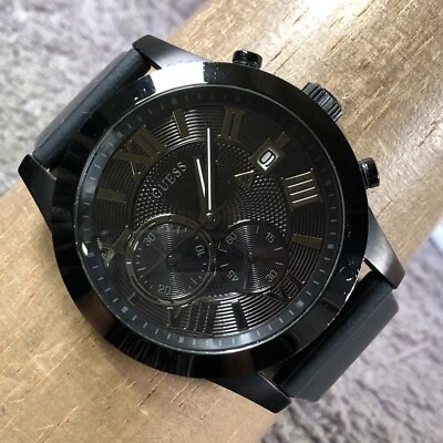 Guess Acero Hombre U1055G1 Vestido Cronógrafo Goma Cuarzo Analógico 45mm Reloj 8 1/4" Foto 1 de 4