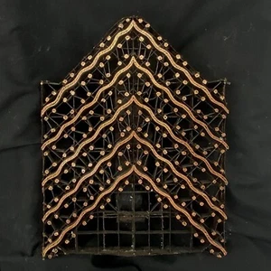 Sello de cobre Tjap Cap Chop artesanal Batik confeti Chevron 7" x 9" hecho a mano - Imagen 1 de 2