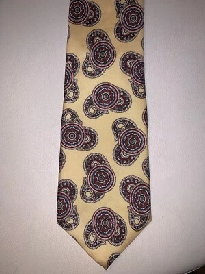 Hathaway Mens Neck Tie Magenta Gold Paisley - Image 1 of 2