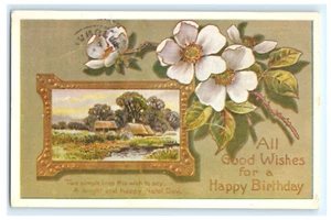 AK Alle guten Wünsche zum Geburtstag Grüße Blumen unbespielt DB - Bild 1 von 2