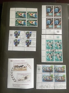 United Nations Geneva 1976-1987 5 Blocks of 4 Stamps Each + 1 Souvenir Sheet - Picture 1 of 14