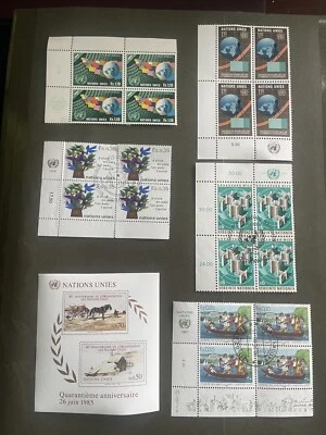 United Nations Geneva 1976-1987 5 Blocks of 4 Stamps Each + 1 Souvenir Sheet - Image 1 of 4