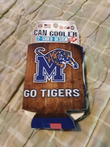 MEMPHIS TIGERS KOOZIE CAN COOLER NEW DOUBLE SIDED FLAT - Picture 1 of 1