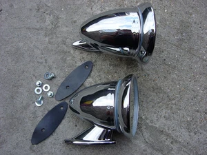 UK Manufactured Chrome Bullet Fender Door Mirrors Jaguar E Type - Bild 1 von 8