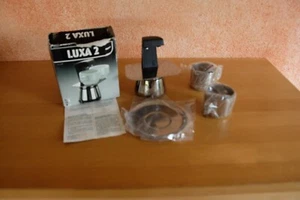 2 Tassen Espressokocher Doppelkocher GB Guido Bergna Italien Edelstahl mit Tasse - Bild 1 von 6